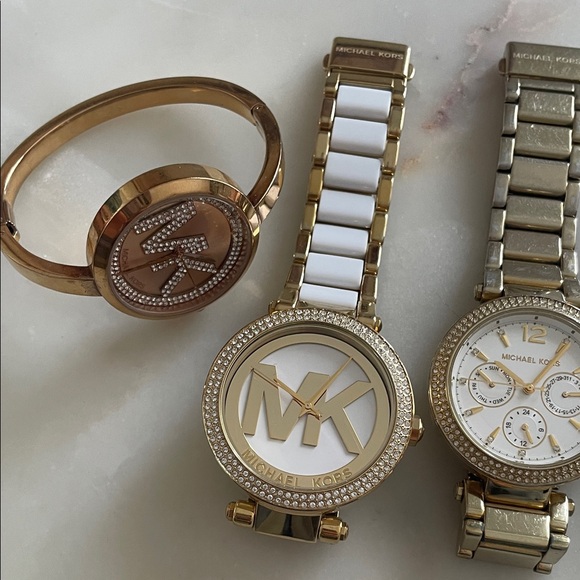 Michael Kors Gold, Silver, and Rose Gold Watch Set - Picture 2 of 3